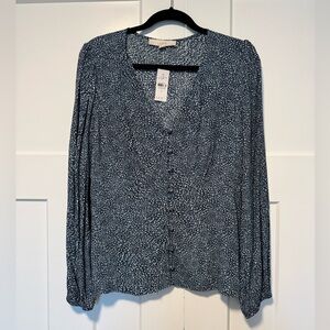 LOFT blue animal print blouse